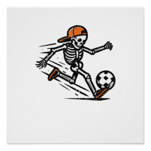 Halloween Skeleton Soccer Football Costume Men Boy Poster