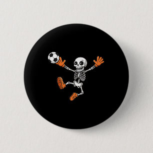 Halloween Skeleton Soccer Player Sports Fan Graphi Button
