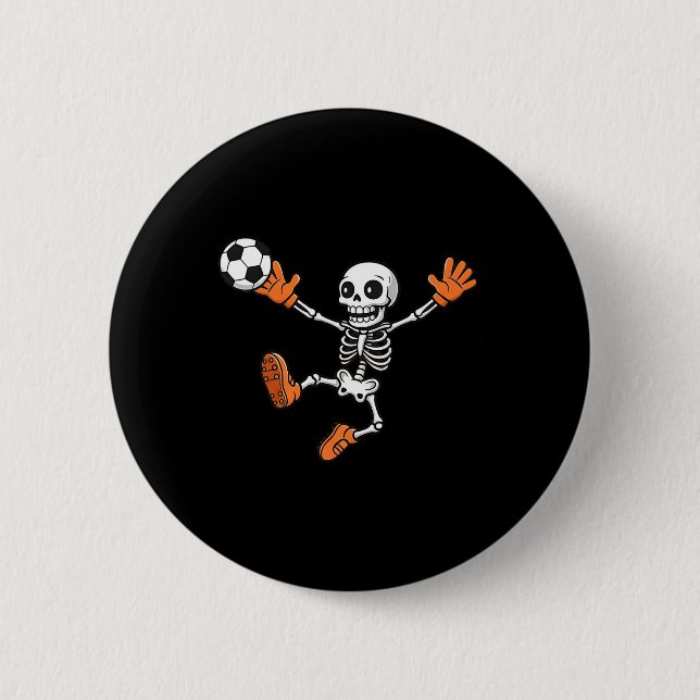 Halloween Skeleton Soccer Player Sports Fan Graphi Button (Front)