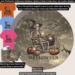 Halloween Skeleton, Spiders & Bats Car Magnet