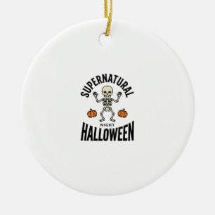 Halloween Skeleton Supernatural Funny Vintage_1 Ceramic Ornament