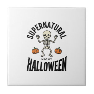 Halloween Skeleton Supernatural Funny Vintage_1 Ceramic Tile