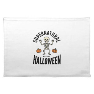 Halloween Skeleton Supernatural Funny Vintage_1 Cloth Placemat