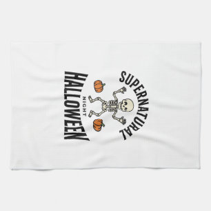 Halloween Skeleton Supernatural Funny Vintage_1 Kitchen Towel