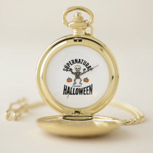 Halloween Skeleton Supernatural Funny Vintage_1 Pocket Watch
