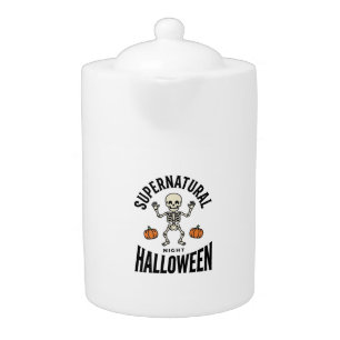 Halloween Skeleton Supernatural Funny Vintage_1 Teapot
