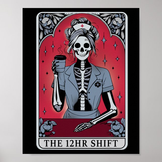 Halloween Skeleton Tarot Card The 12 Hours Shift N Poster (Front)