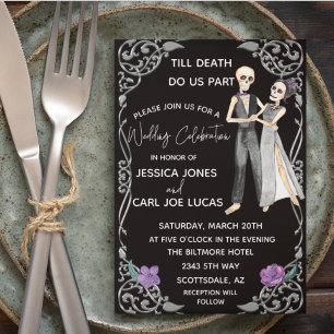 Halloween Skeleton Till Death Do Us Part Wedding Invitation