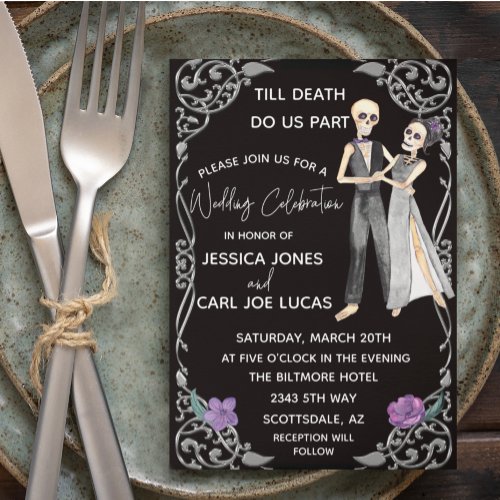 Halloween Skeleton Till Death Do Us Part Wedding Invitation