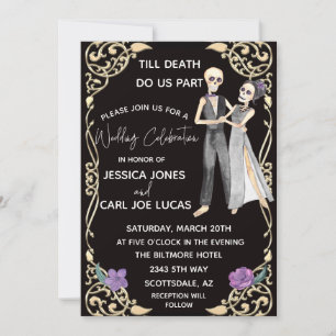 Halloween Skeleton Till Death Do Us Part Wedding Invitation