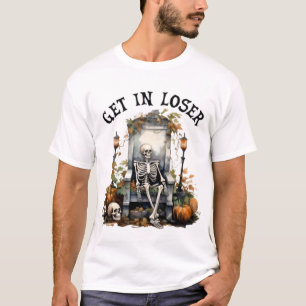 Halloween Skeleton Tombstone Funny Art T-Shirt