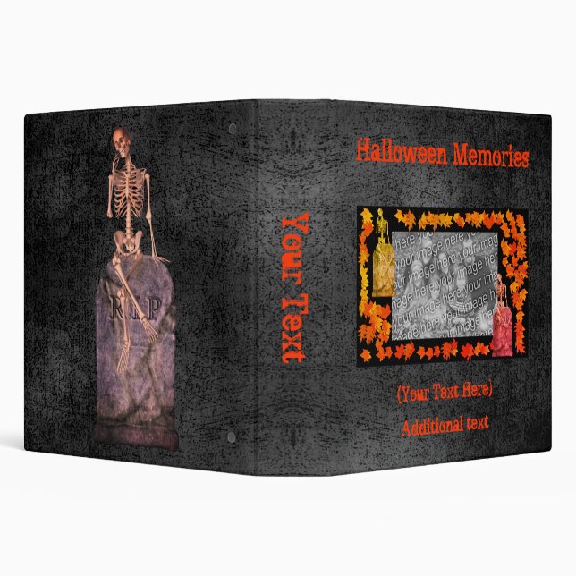 Halloween Skeleton Tombstone Personalized  3 Ring Binder (Background)