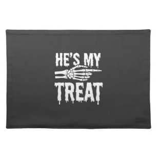 Halloween Skeleton Treat Dripping Typography Desig Cloth Placemat