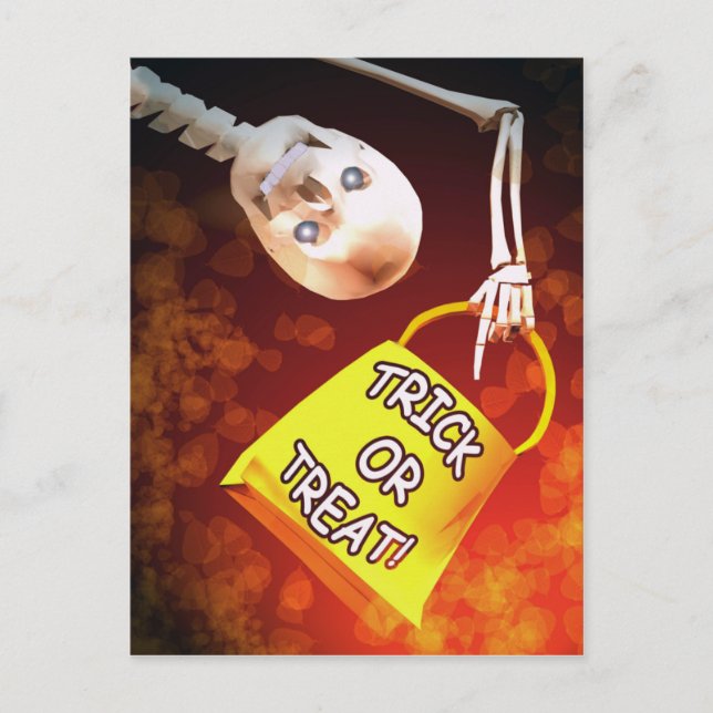 Halloween Skeleton Treats Postcard (Front)