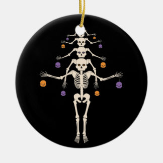 Halloween skeleton tree ceramic ornament