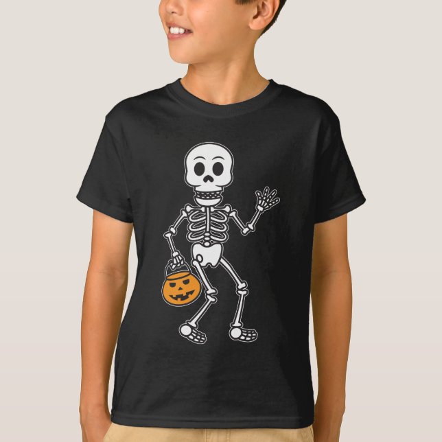 Halloween Skeleton Trick Or Treat T-Shirt (Front)