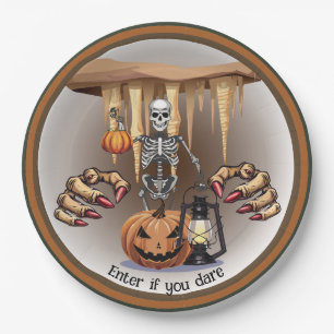 Halloween Skeleton Trick or Treating Paper Plates