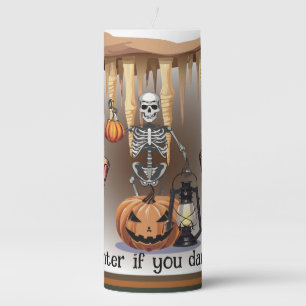 Halloween Skeleton Trick or Treating Pillar Candle