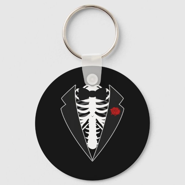 Halloween Skeleton Tuxedo Costume  Keychain (Front)