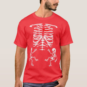 Halloween Skeleton Twins Gender Reveal Baby Shower T-Shirt