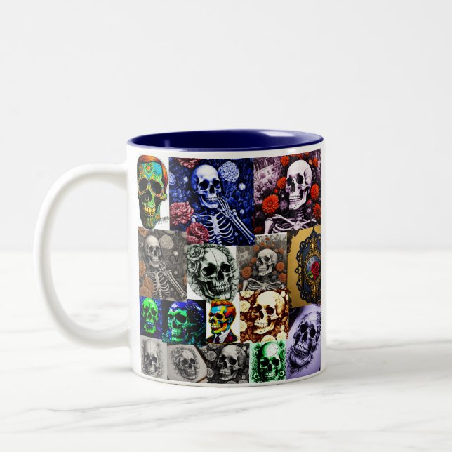 Halloween skeleton  Two-Tone coffee mug (Left)