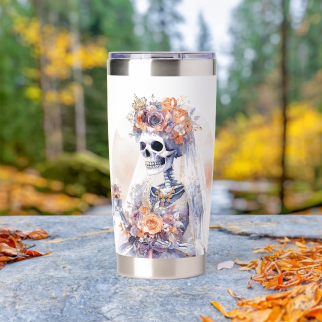 Halloween Skeleton Water Bottle Insulated Tumbler (Outdoor (Rotated))