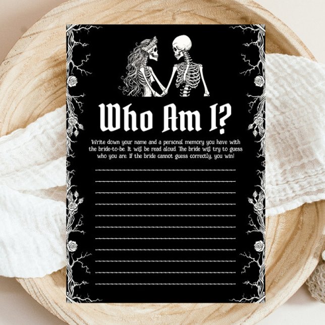 Halloween Skeleton Who Am I Bridal Shower Game Invitation (Halloween Skeleton Who Am I Bridal Shower Game)