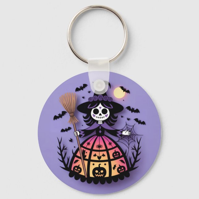 Halloween Skeleton Witch Keychain (Front)