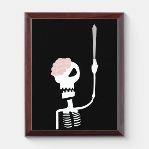 Halloween skeleton with a sword  award plaque