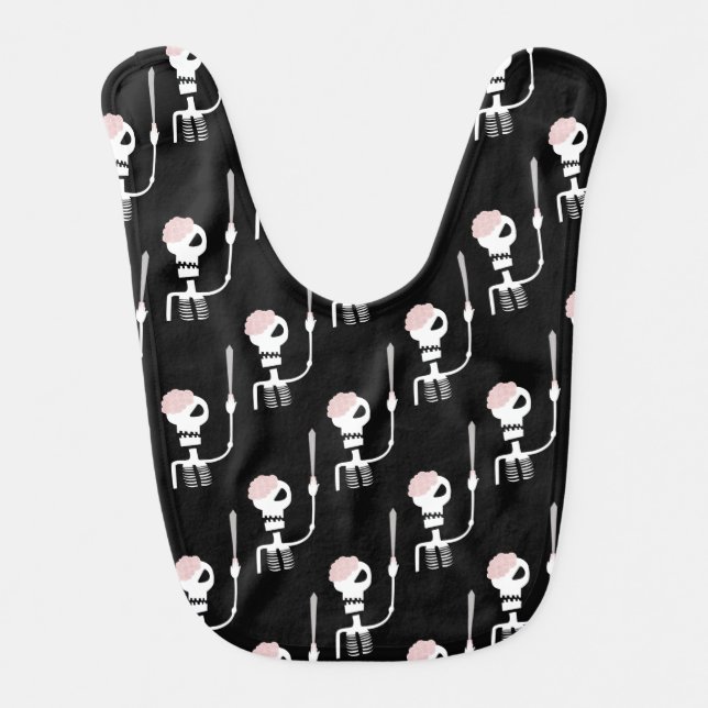 Halloween skeleton with a sword  baby bib (Front)