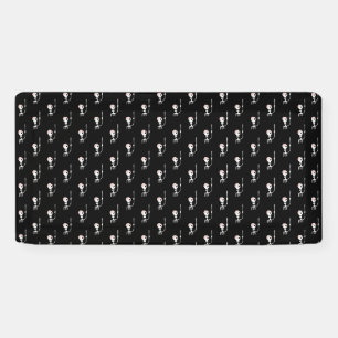 Halloween skeleton with a sword banner