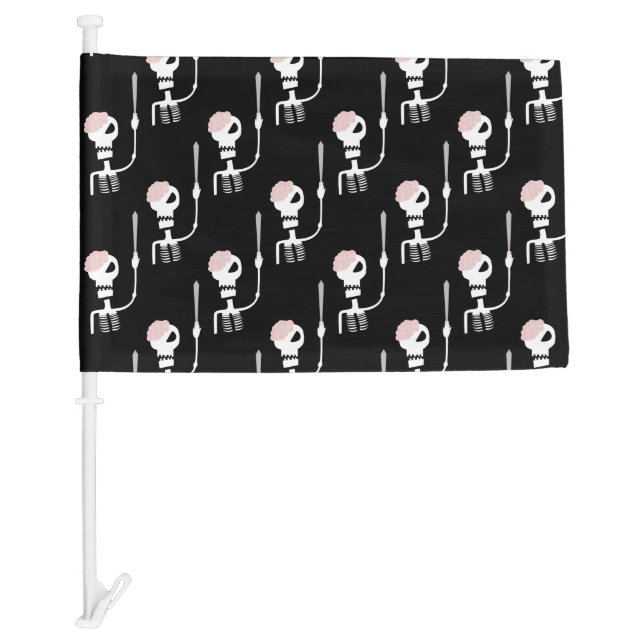 Halloween skeleton with a sword  car flag (Front)