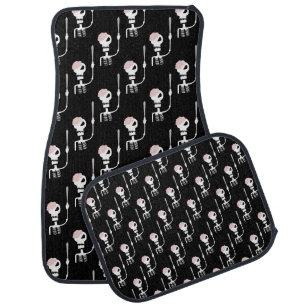 Halloween skeleton with a sword car floor mat