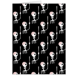 Halloween skeleton with a sword card