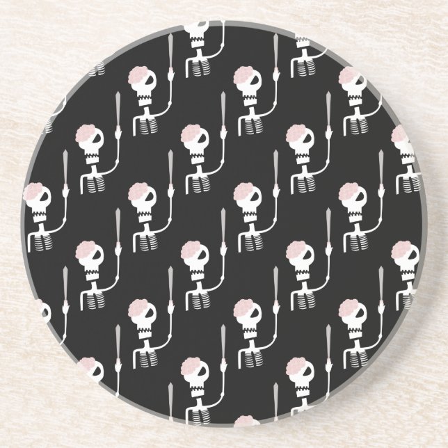 Halloween skeleton with a sword  coaster (Front)