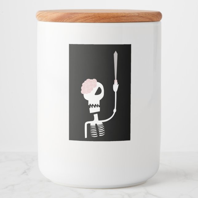 Halloween skeleton with a sword  food label (Front)