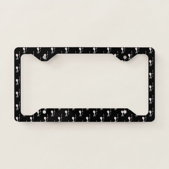Halloween skeleton with a sword  license plate frame (Front)