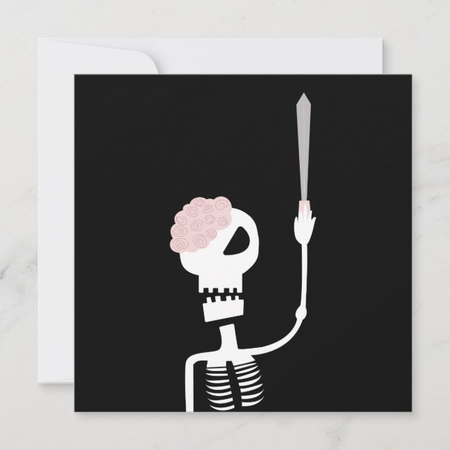 Halloween skeleton with a sword  note card (Front)