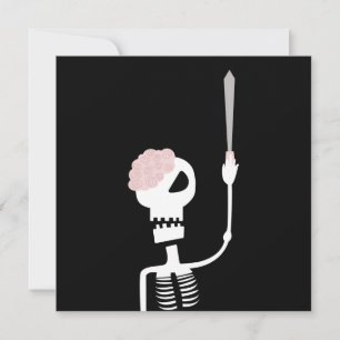 Halloween skeleton with a sword note card