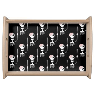 Halloween skeleton with a sword  serving tray