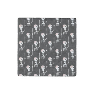Halloween skeleton with a sword stone magnet