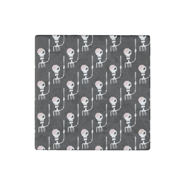Halloween skeleton with a sword  stone magnet (Front)