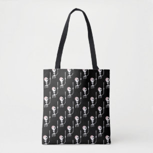Halloween skeleton with a sword tote bag