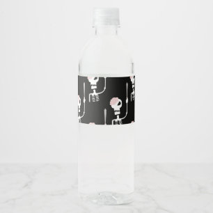 Halloween skeleton with a sword water bottle label