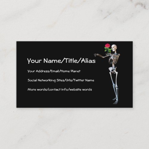 Halloween Skeleton With Rose Business Card