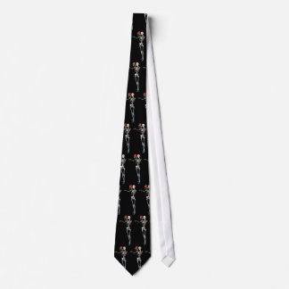 Halloween Skeleton With Rose Neck Tie