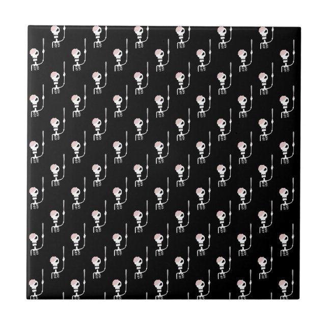Halloween Skeleton with Sword Ceramic Tile (Front)