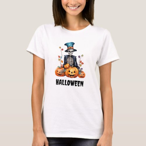 Halloween Skeleton Womens T_Shirt