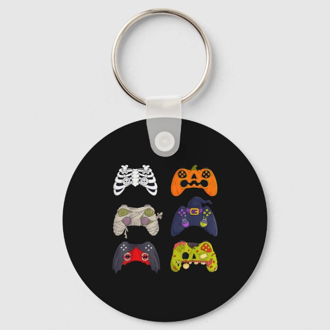 Halloween Skeleton Zombie Gaming Controllers  Keychain (Front)