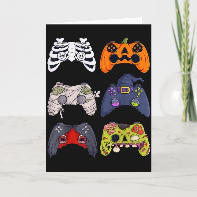 Halloween Skeleton Zombie Gaming Controllers Mummy Card (Front)